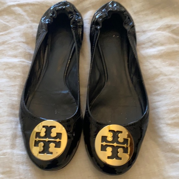 Tory Burch black patent ballet flats - Picture 1 of 2